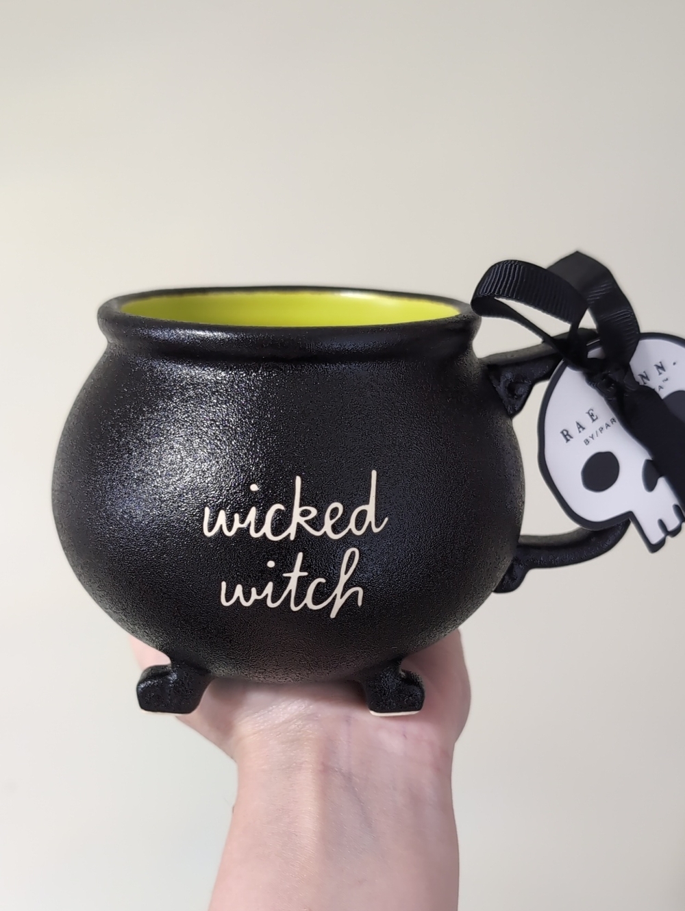 Rae Dunn WICKED WITCH Halloween Cauldron Mug with Spooky Slime Green Interior 🧙